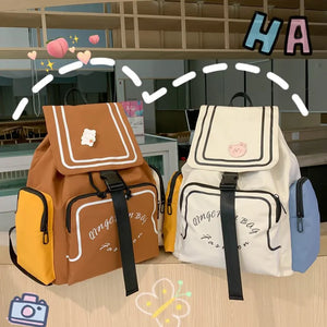 Japanese Canvas Shoulder Bag Large Student Backpack