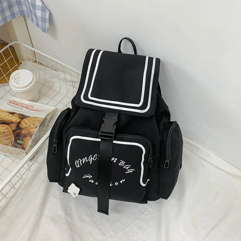 Japanese Canvas Shoulder Bag Large Student Backpack