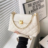 Lingge Chain Shoulder Bag PU Leather Crossbody Handbag