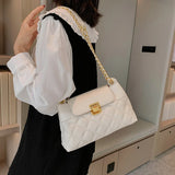 Lingge Chain Shoulder Bag PU Leather Crossbody Handbag