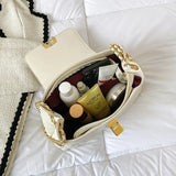 Lingge Chain Shoulder Bag PU Leather Crossbody Handbag