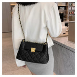 Lingge Chain Shoulder Bag PU Leather Crossbody Handbag