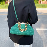 Clouds Chain Shoulder Bags Pleated Leather Clip Handbags Crossbody Bags