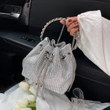 Chain Shoulder Bags Diamond Bucket Crossbody Bags Casual Tote Bags