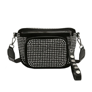 Wide Strap Shoulder Bags Rivet Crossbody Bags Saddle Chest Bags