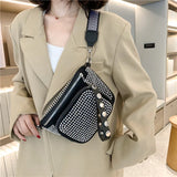 Wide Strap Shoulder Bags Rivet Crossbody Bags Saddle Chest Bags