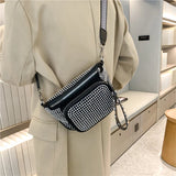Wide Strap Shoulder Bags Rivet Crossbody Bags Saddle Chest Bags