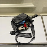 Wide Strap Shoulder Bags Rivet Crossbody Bags Saddle Chest Bags