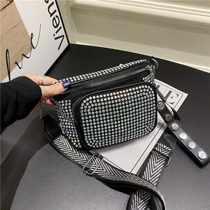 Wide Strap Shoulder Bags Rivet Crossbody Bags Saddle Chest Bags