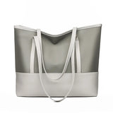 Women's Oxford Shoulder Tote Bag Large Capacity Mom Shopping Contrast Bag
