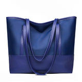 Women's Oxford Shoulder Tote Bag Large Capacity Mom Shopping Contrast Bag