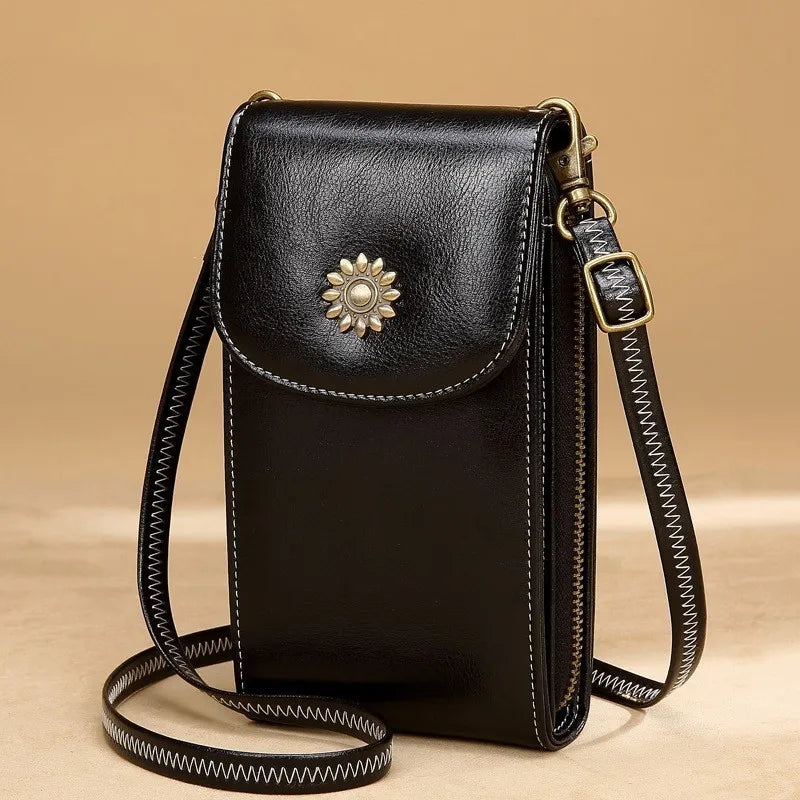 Women's Leather Shoulder Bag Mini Crossbody Phone Pocket Handbag