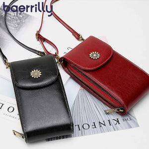 Women's Leather Shoulder Bag Mini Crossbody Phone Pocket Handbag
