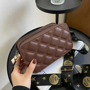 Women's Rhombus Embroidery Messenger Bag Small Square Shoulder Bag