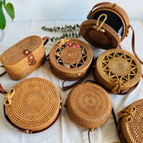 Women's Straw Round Woven Beach Shoulder Bag