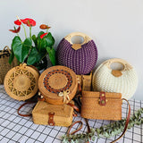 Women's Straw Round Woven Beach Shoulder Bag