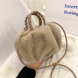 Winter Handbag Fluffy Tote Bags Woven Carry Handle Small Mini Crossbody Bags