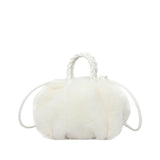 Winter Handbag Fluffy Tote Bags Woven Carry Handle Small Mini Crossbody Bags