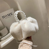 Women's Fluffy Tote Bag with Woven Handle