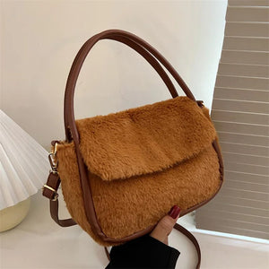 Women's Plush Messenger Bag Crossbody Handbag Totes Shoulder Bag