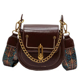 Women's Crossbody Chain Bag Wide Shoulder Straps