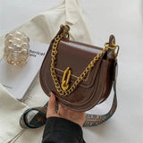 Women's Crossbody Chain Bag Wide Shoulder Straps