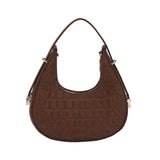 Women's Felt Crocodile Underarm Bag Autumn Winter Retro Shoulder Bag