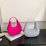 Women's Felt Crocodile Underarm Bag Autumn Winter Retro Shoulder Bag