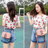 Women's Bee Shoulder/Crossbody Bag Leather Phone Bags Stripe Zipper