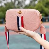 Women's Bee Shoulder/Crossbody Bag Leather Phone Bags Stripe Zipper