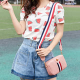 Women's Bee Shoulder/Crossbody Bag Leather Phone Bags Stripe Zipper