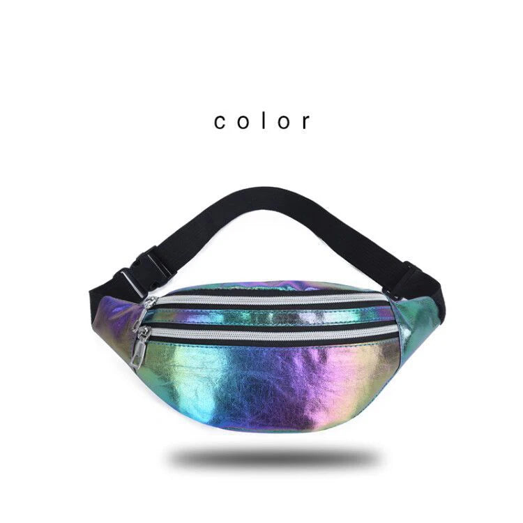 Women's Belt Bag Laser Fanny Pack Holographic Crossbody Waist Bags Purse