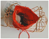 Women's Birdcage Evening Bag Clutch Metal Frame Embroidery Bucket Bird Cage Mini