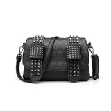 Women's Vintage Leather Messenger Bag Crossbody Skull Rivets Hand Shoulder Bag