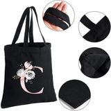 Pink Flower Letter Pattern Canvas Shoulder Bag