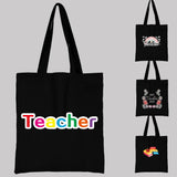 Teacher Pattern Canvas Shoulder Bag - Large-capacity Handbag
