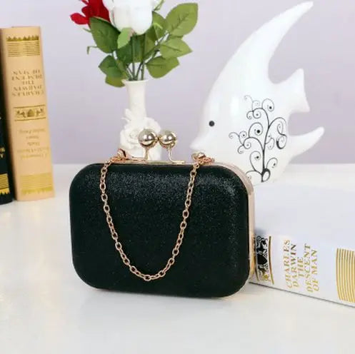 Women's Bling Evening Party Handbag Wedding Ball Clutch Bag with Chain