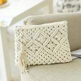 Bohemian Style Straw Woven Clutches Bags with Tassel Causal Handbag