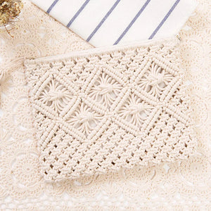 Bohemian Style Straw Woven Clutches Bags with Tassel Causal Handbag
