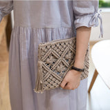 Bohemian Style Straw Woven Clutches Bags with Tassel Causal Handbag