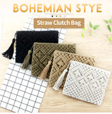 Bohemian Style Straw Woven Clutches Bags with Tassel Causal Handbag