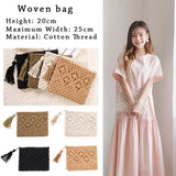 Bohemian Style Straw Woven Clutches Bags with Tassel Causal Handbag
