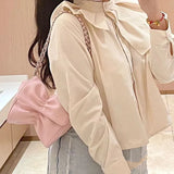 Women's Bow Leather Messenger Chain Bag Handbag Purse