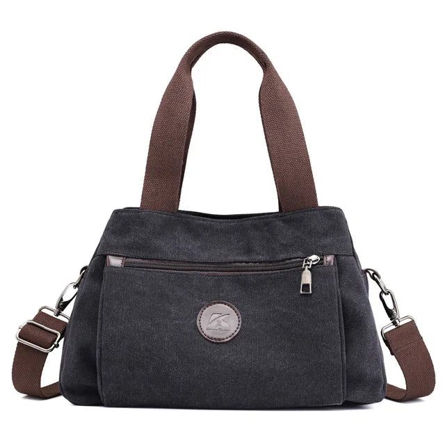 Women's Canvas Tote Solid Messenger Bag Large Capacity Casual Handbag