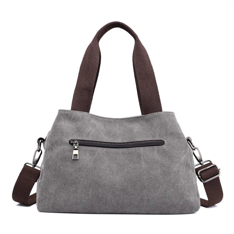 Women's Canvas Tote Solid Messenger Bag Large Capacity Casual Handbag