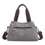 Women's Canvas Tote Solid Messenger Bag Large Capacity Casual Handbag