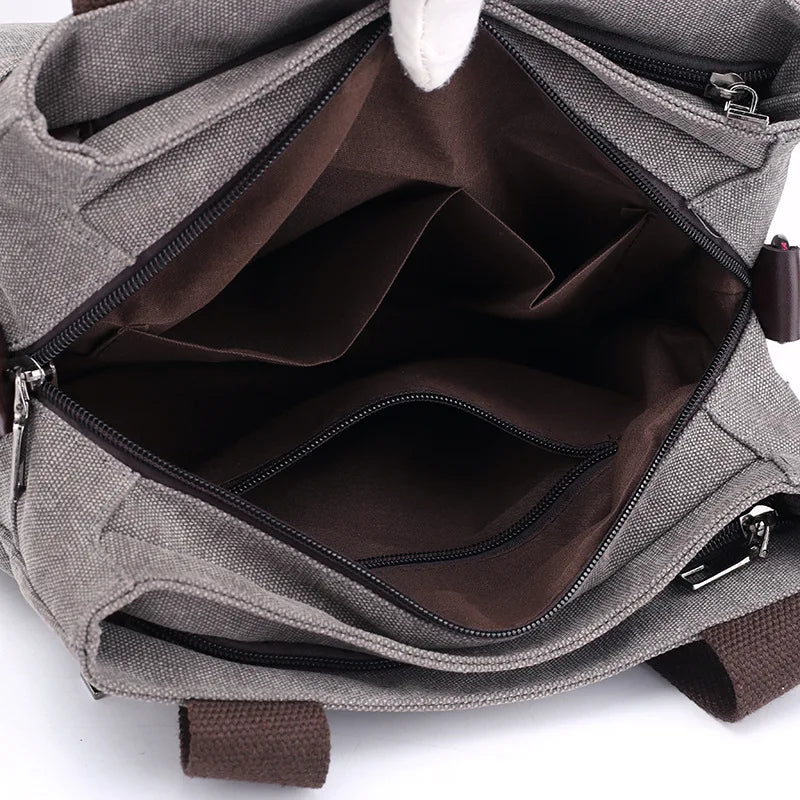 Women's Canvas Tote Solid Messenger Bag Large Capacity Casual Handbag