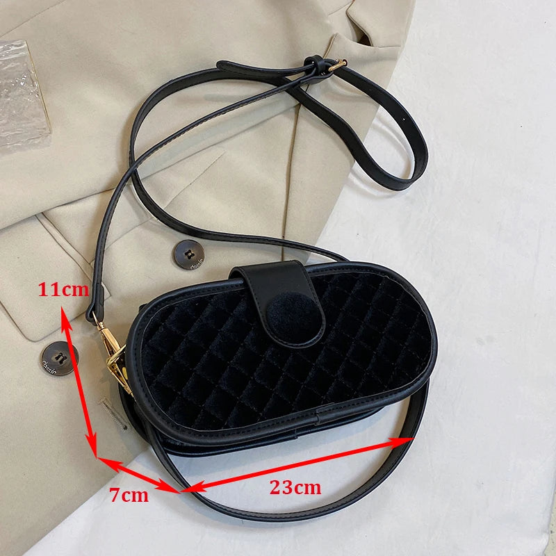 Velvet Crossbody Bag for Women Simple Handbag Ladies Shopper Flaps