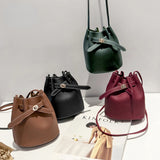Women's Bucket PU Leather Shoulder Bag Hasp Crossbody Bag