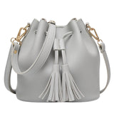 Women's Bucket Shoulder Bag Drawstring Hobo Handbag PU Leather Satchel